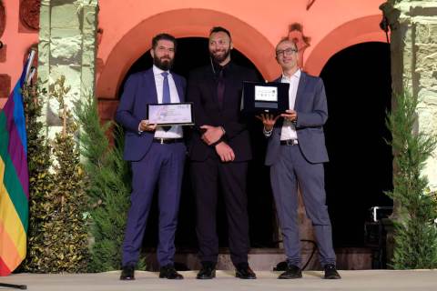 Thorpe   Premio Internazionale Fair Play Menarini 2022   Ennio Troiano, Ian Thorpe, Aleandro Mencherini