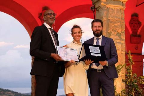 Cagnotto   Premio Internazionale Fair Play Menarini 2022   Edwin Moses, Tania Cagnotto, Ennio Troiano