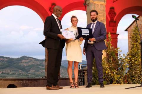 Cagnotto    Premio Internazionale Fair Play Menarini 2022   Edwin Moses, Tania Cagnotto, Ennio Troiano